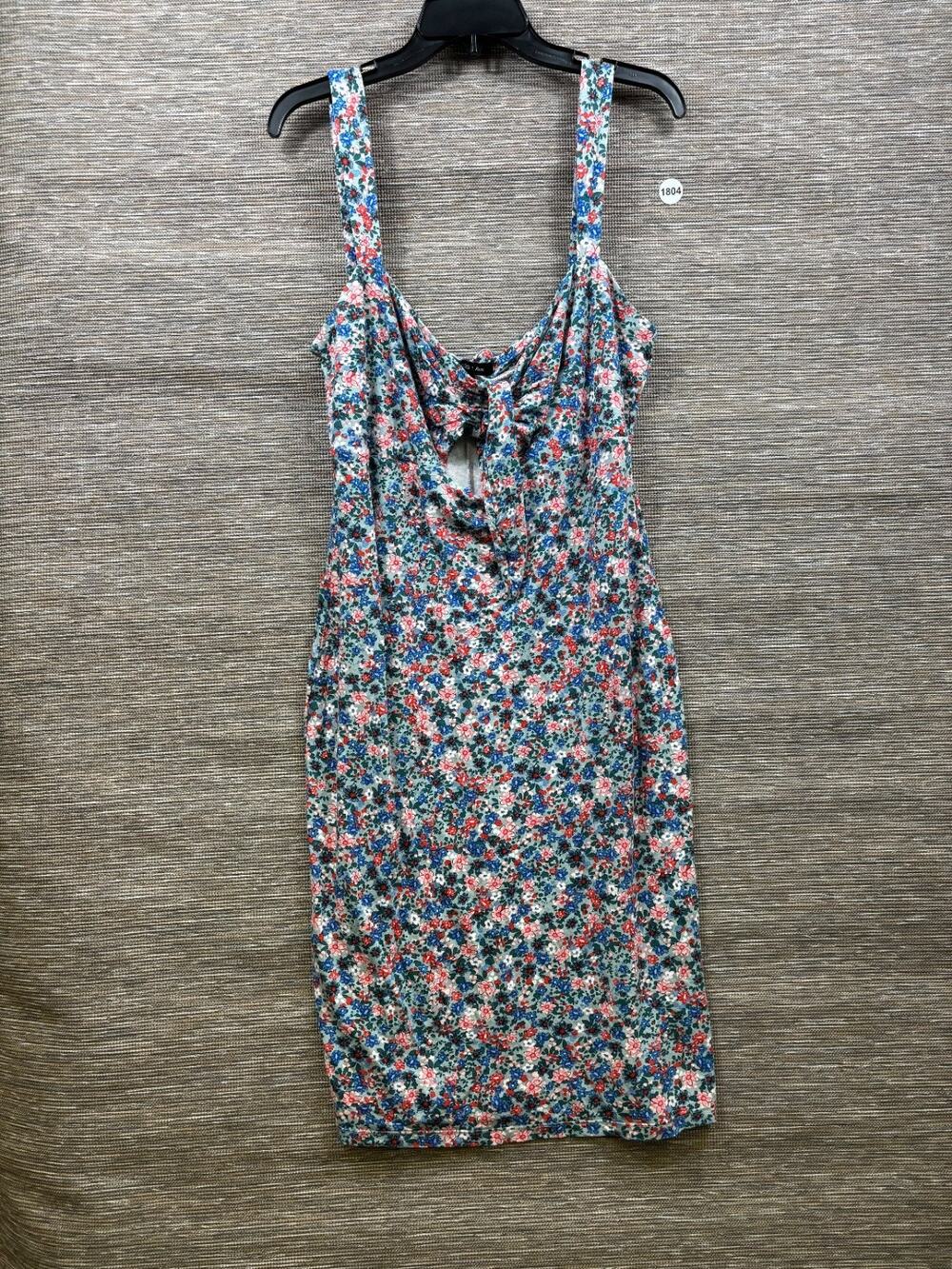 BCBG Paris Juniors Cut Out Tie Front Rib Knit Floral Midi Summer Dress Size XXL